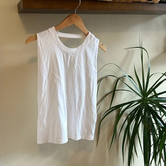 ALL SAINTS white cotton blend muscle tank top - Picture 1 of 6